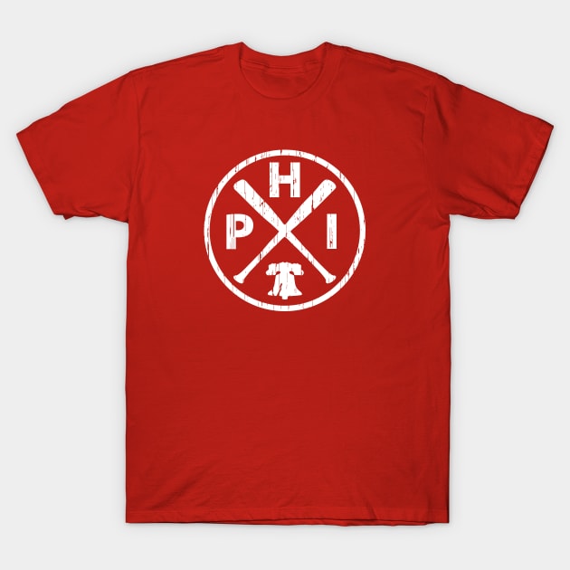PHI PHILLY Baseball Bat Badge Outdoor Philadelphia Fan T-Shirt by TeeCreations